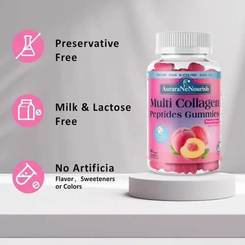 Miniatura 7 de Gomitas de péptidos de colágeno múltiple, sin azúcar, hidrolizadas, 5000 mg de proteína, tipo I, II, III, V, X, con biotina, ácido hialurónico