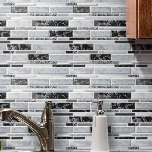 Miniatura 5 de Azulejos de metro para despegar y pegar (azulejos de mármol sintéticos) para cocina, baño, autocaravana, acentos de pared, vinilo adhesivo, azulejos
