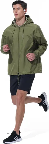 Miniatura 6 de Chaqueta de lluvia impermeable para hombre, rompevientos para correr, resistente al agua, ligera, plegable, con capucha, viajes, senderismo, ciclismo