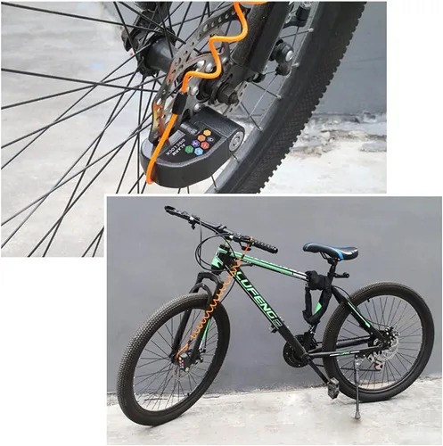 Miniatura 7 de Set de Candado de Disco con Alarma, Candado de Freno, Antirrobo Impermeable 110 dB con Pasador de 7 mm y Cable de Recordatorio de 1.5 m