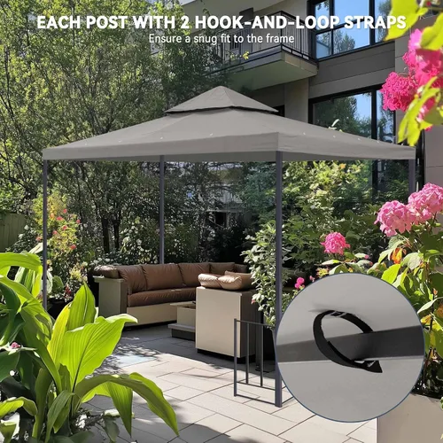 Miniatura 5 de Yescom Toldo de repuesto para cenador UV30+ de 8 x 8 pies, color gris para tienda de campaña de patio y jardín de doble nivel Y0088T09 Beige