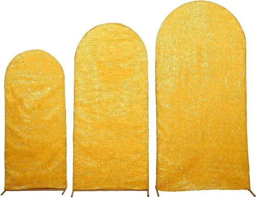 Miniatura 16 de Efavormart - Juego de 3 fundas para telón de fondo con flecos metálicos plateados, fundas ajustables para arcos de boda redondos - 5, 6, 7 pies Plata