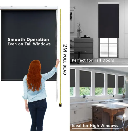 Miniatura 5 de Persianas enrollables opacas con cable, impermeables, de tela con aislamiento térmico, protección UV, fáciles de instalar para el hogar, oficina