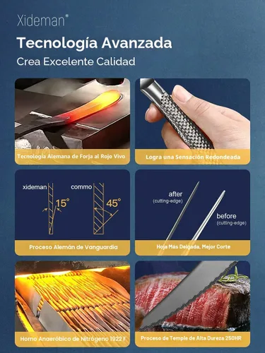 Miniatura 4 de Juego de cubiertos martillados negros de 16 piezas con cuchillos dentados ultra afilados 2 en 1, juego de cubiertos de acero inoxidable 18/10, juego