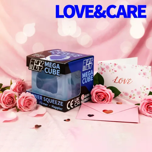 Miniatura 3 de MEGA Cube Premium - Juguete antiestrés esponjoso de gran tamaño para manos grandes y adultos, gel ultra firme para alivio del estrés y enfoque Azul