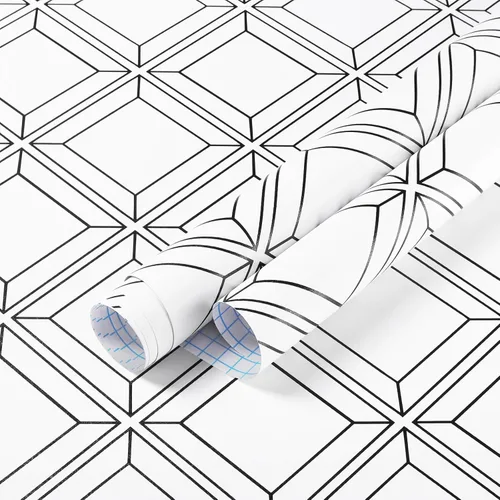 Heroad Papel tapiz blanco para despegar y pegar, papel de contacto blanco y negro, papel de pared geométrico moderno para cuarto de bebé,