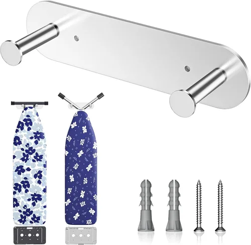 Miniatura 11 de Soporte para tabla de planchar para montaje en pared, soporte para tabla de planchar para almacenamiento de patas en Y o T, colgador de metal