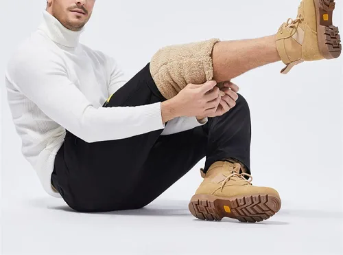 Miniatura 3 de FASKUNOIE Pantalones de forro polar de invierno para hombre, pesados y cálidos, con forro de sherpa, pantalones deportivos para correr con bolsillos
