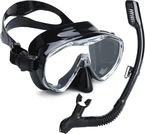 Miniatura 10 de Snorkel Set Wide-View Adult Snorkeling Scuba Gear, Professional Snorkel Goggles Anti-Fog Diving Mask, Anti-Leak Swim Goggles and Dry Top Snorkel for