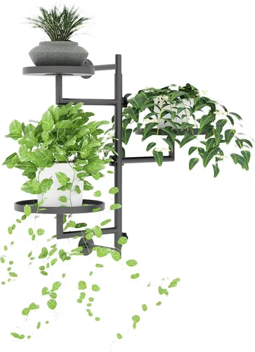 Miniatura 7 de Estantes giratorios de pared para plantas, estante de plantas para ventana, soporte de pared de metal de 3 niveles para múltiples plantas