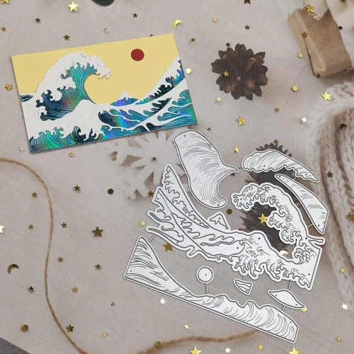 Miniatura 5 de Metal Big Waves Spray Verano Océano Troqueles Troquelado Troqueles de Corte Plantillas de Embossing Plantillas Molde de Plantilla para Hacer