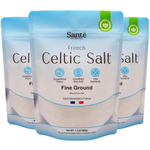 Miniatura 10 de Sante Naturelle Sal Marina Celta de Molienda Fina - 1.1lb (18oz) Sal Marina Francesa Sin Refinar Orgánica, Rica en 82+ Minerales, 100% Natural