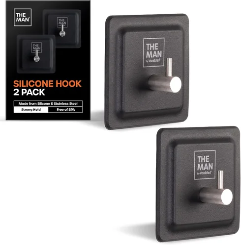 The Man Gancho de silicona – Gancho de almacenamiento para baño y ducha – Artículos de aseo de ducha, accesorio organizador de baño – Acero