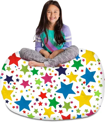 Miniatura 73 de Posh Stuffable - Sillón puff con almacenamiento para niños, contenedor de animales de peluche, organizador de juguetes de niños Lona rayas verde