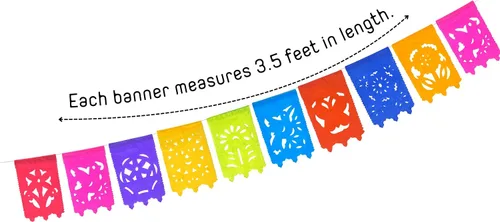 Miniatura 2 de Banderas pequeñas de papel picado, paquete de 5 unidades, decoraciones de pancarta de fiesta de 15 pies de largo, guirnalda de papel multicolor