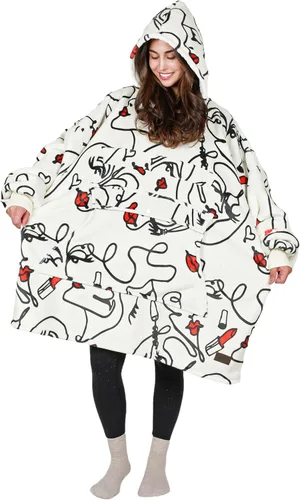 Miniatura 56 de Tirrinia Sudadera Manta de Gran Tamaño con Capucha, Mantas Sherpa Esponjosas Vestibles, Manta Sudadera Reversible y Acogedora, Regalo para Adultos #