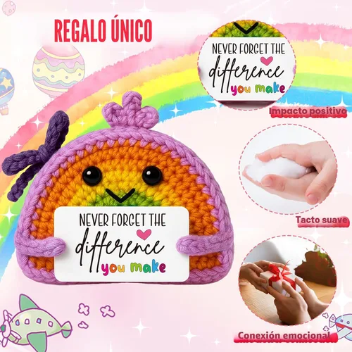 Miniatura 3 de Regalo de agradecimiento – Muñeca arcoíris de ganchillo con tarjeta "Make the Difference" – Decoración de agradecimiento para profesores, compañeros