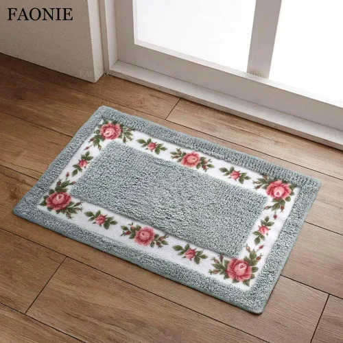 Miniatura 2 de Alfombra romántica de estilo rural con diseño floral de rosas, alfombra de área, suave, antideslizante, tapete para baño, ducha, dormitorio, sala