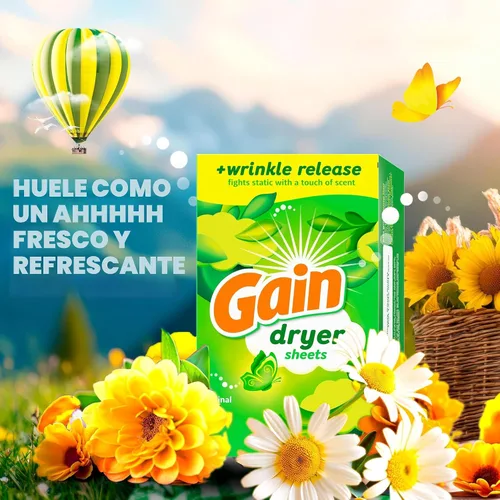 Miniatura 3 de Gain Hojas de secadora Plus Wrinkle Release, aroma original, 120 unidades, combate la estática con un toque de aroma, sábanas de lavandería