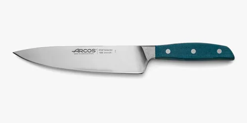 Miniatura 9 de Arcos Cuchillo de chef forjado de acero inoxidable tamaño 10 pulgadas. Mango profesional de micarta y borde especial de seda y hoja plateada 9.843