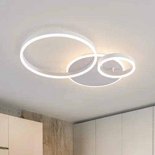 Miniatura 10 de O'NEELDY Moderna lámpara de techo LED regulable de montaje empotrado con control remoto de anillo de acrílico, 48W 3000K-6000K ajustable, lámpara