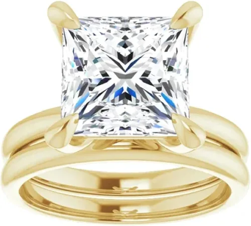 Miniatura 3 de Juego de anillos de compromiso hechos a mano de plata 925, 10 K14 K18 quilates de oro macizo de 4 quilates de corte princesa de moissanita