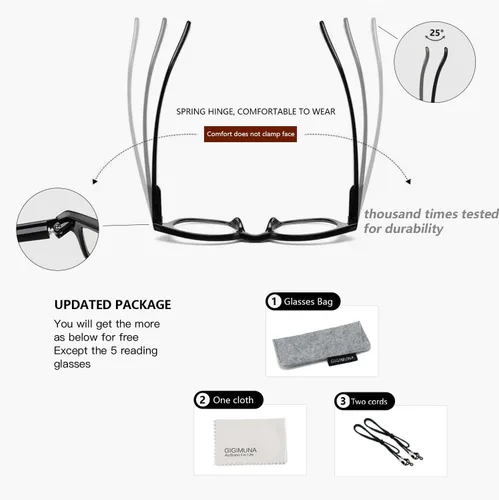 Miniatura 4 de Paquete de 5 lentes de lectura con bloqueo de luz azul para mujeres y hombres, lentes de computadora antirrayos azules con radiación deslumbrante, A