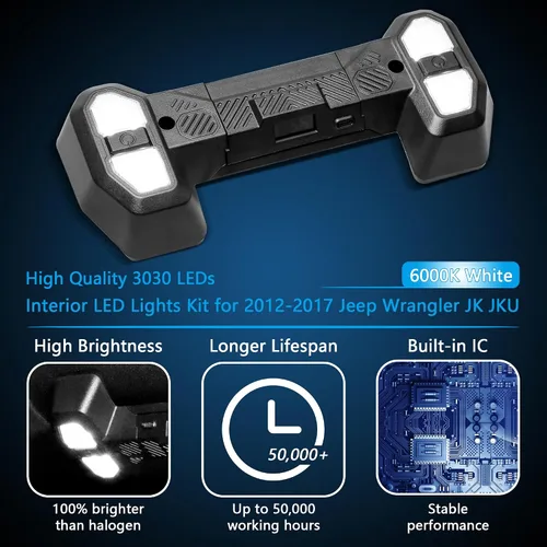 Miniatura 7 de sukemichi Luz Interior de Mapa Compatible con 2012-2018 Jeep Wrangler JK JKU, Luces de Lectura para Accesorios Jeep JK 2 Puertas 4 Puertas