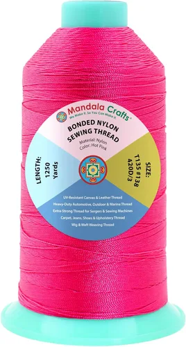 Miniatura 307 de Mandala Crafts - Hilo de nailon para coser cuero, tapicería, mezclilla y para trenzar el pelo; resistente, 1500 yardas, tamaño 69 T70 Marrón