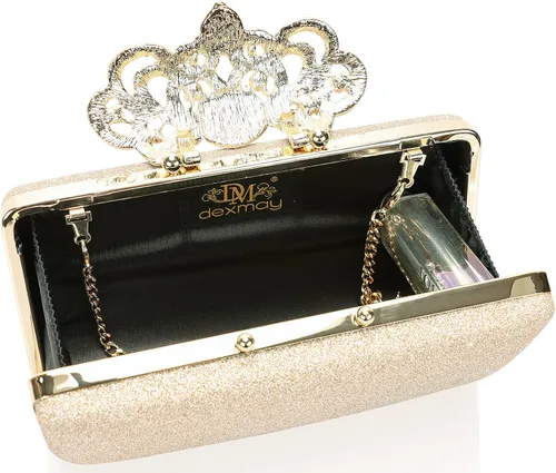 Miniatura 7 de Dexmay - Bolso de mano con diamantes de imitación con cierre de corona de cristal, bolso de noche formal para mujer