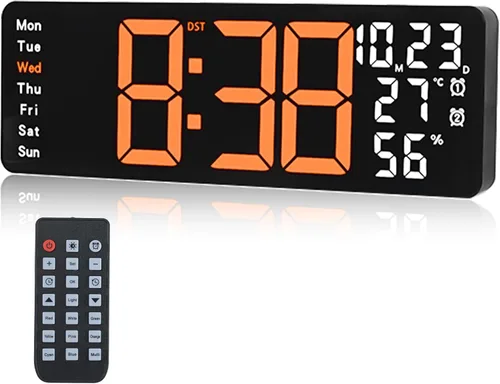 Miniatura 10 de Reloj de pared digital con pantalla grande, reloj digital de 17.3 pulgadas con control remoto a color RGB, reloj de pared grande con atenuación
