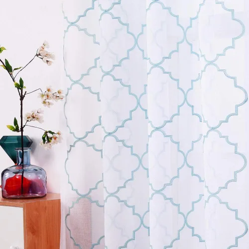 Miniatura 10 de Cortinas traslúcidas blancas de 84 pulgadas de largo, cortinas traslúcidas con bolsillo para barra para sala de estar, dormitorio, 2 paneles, 52x84
