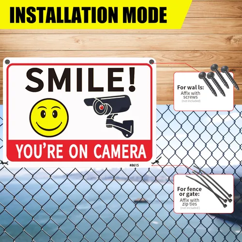 Miniatura 6 de Letreros de videovigilancia de aluminio de 7 x 10 pulgadas, letreros de seguridad para el hogar al aire libre para patio, negocios, alerta