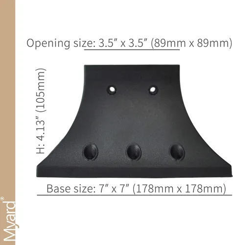 Miniatura 3 de Myard - Cubierta para base de poste de 4 x 4 pulgadas (real 3.5 x 3.5 pulgadas), falda brida con tornillos para terraza, porche, moldura de soporte