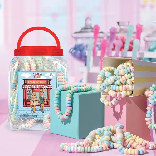 Miniatura 7 de 36 collares de dulces envueltos individualmente, estilo gargantilla, joyas nostálgicas de caramelo pastel perfectas para recuerdos de fiesta