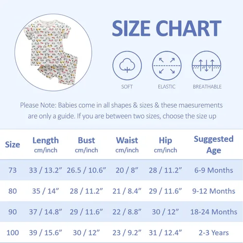 Miniatura 7 de Zanie Kids Pijama de algodón para bebé y niño para niña y niño, ropa de dormir de verano