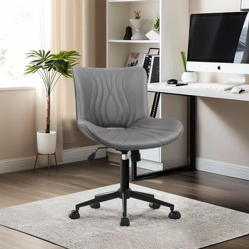 Miniatura 8 de Silla de oficina, silla de escritorio sin brazos con ruedas, ergonómicas y cómodas, sillas de trabajo para computadora de oficina en casa, silla