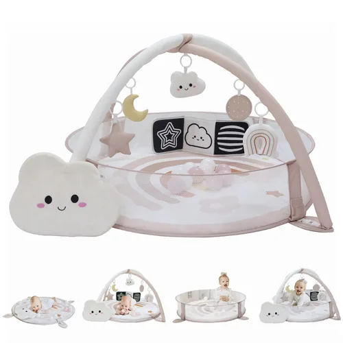 Miniatura 7 de Aila+Aiden Centro de actividades para bebés 6 en 1 XL y pozo de pelotas, tapete de juego para bebés y gimnasio de juego, juguetes de exploración