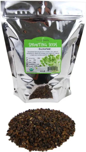 Semillas orgánicas a granel de germinación de trigo sarraceno y microgreens – 2 libras – sin cáscara, sin OMG, semillas de alta germinación para