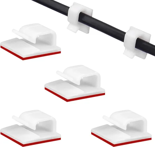 Miniatura 11 de SOULWIT 50 unidades de clips autoadhesivos para gestión de cables, organizadores de cables con clips de alambre adhesivos para TV, PC, laptop, cable