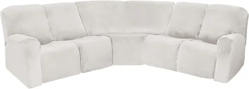 Miniatura 20 de Jonuiony Fundas para sofá reclinable de 5 plazas, funda para sofá reclinable en forma de U, fundas elásticas de terciopelo para sofá modular para 5