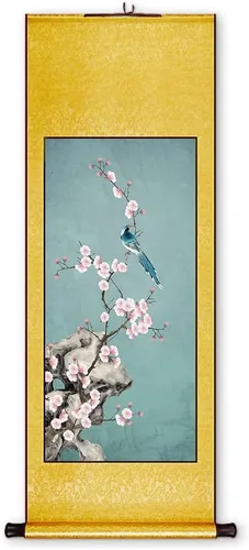 Miniatura 10 de Xzhipeng Pergamino Pintura colgante vertical Flor pájaro Pintura china Porche Pasillo Pasillo Pintura colgante Pergamino Sala de estar Comedor