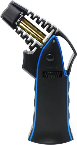 Miniatura 17 de Antorcha Scorch Torch CNC maquinada de 17,14 cm de alto, antorcha de llama de aluminio portátil ajustable recargable con butano en caja de regalo
