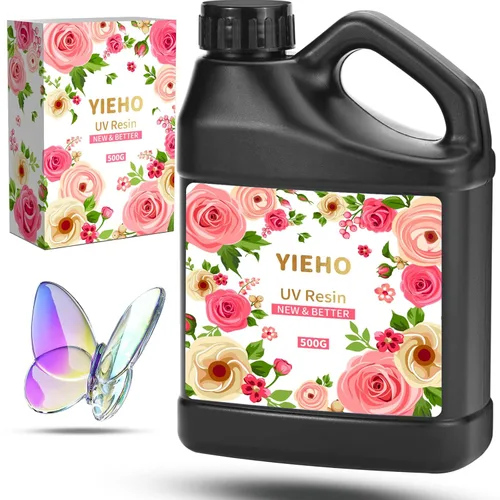 Miniatura 8 de YIEHO Kit de resina UV de 10.58 oz con luz y moldes, kit de fabricación de joyas de resina premezclada endurecida transparente mejorada