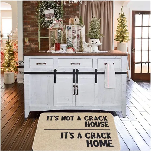 Miniatura 7 de Tapete de bienvenida de granja para puerta delantera, con texto en inglés "It's Not A Crack House", divertido tapete de entrada de goma