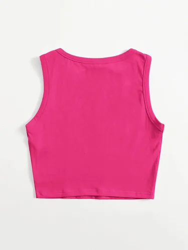 Miniatura 2 de SheIn Camiseta sin mangas con cuello redondo y espalda cruzada básica para mujer