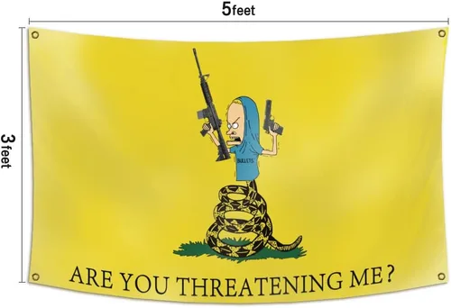 Miniatura 2 de DESFLOPY Bandera con texto en inglés "Are You Threatening Me", bandera de 3 x 5 pies para dormitorio universitario y habitación de hombre