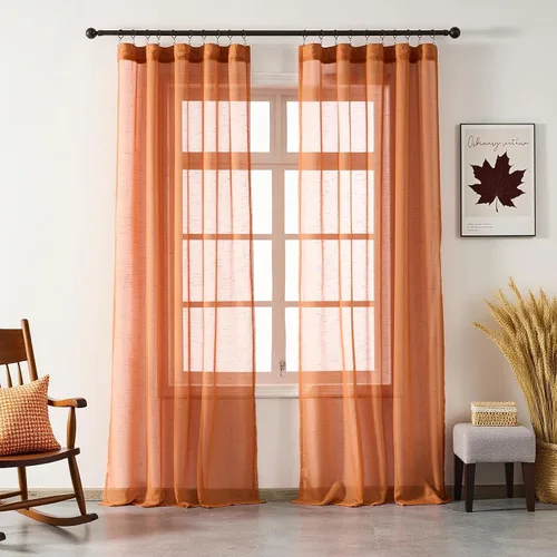 Miniatura 34 de Cortinas plisadas negras traslúcidas de 84 pulgadas de largo, 2 paneles para dormitorio, lino texturizado, ganchos transparentes para pista