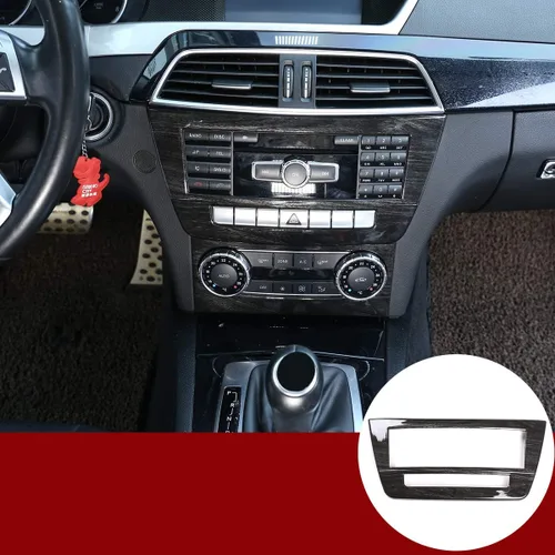 YIWANG Marco de panel de CD de consola central de coche ABS cromado para Mercedes Benz Clase C W204 2011-2013 (grano de madera negro)