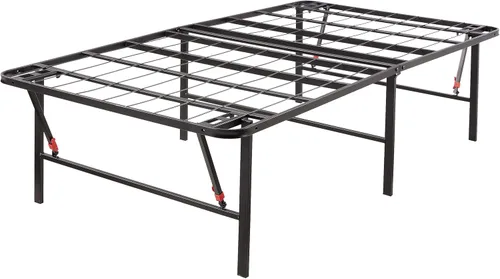 Amazon Basics Base de cama de plataforma de metal plegable con configuración sin herramientas, 18 pulgadas de alto, marco de acero resistente, no